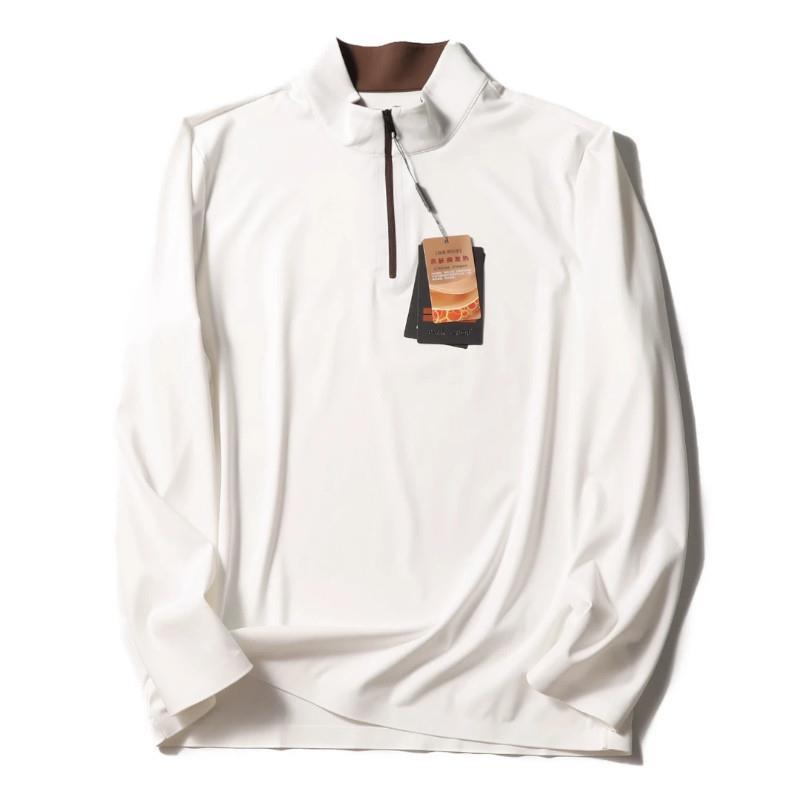 ANGERS服饰秋季男士高弹磨绒超细旦纤维抗Pj皱半拉链长袖t恤打底