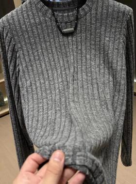 故渊男装轻奢秋冬轻奢s圆领时D尚休闲风常规褶皱O长袖磨毛T恤青春