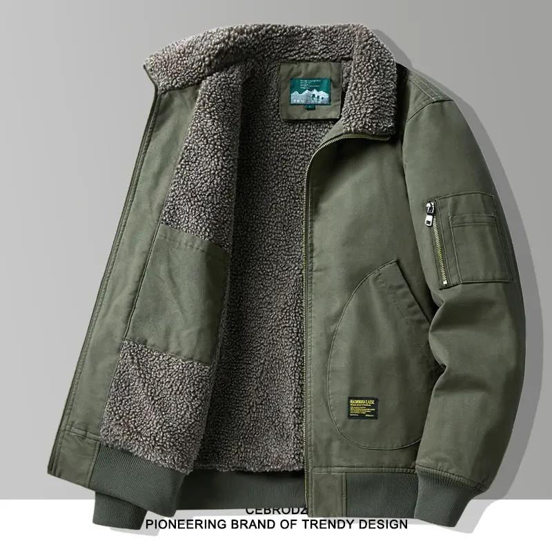 千兮男装品牌店秋冬季外套j羊羔绒夹克男士户外工装美式纯棉飞行