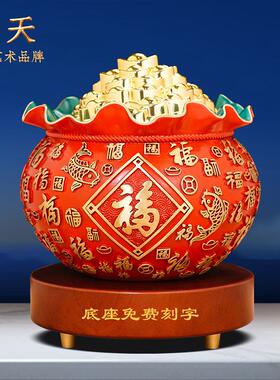 悟天铜聚宝盆摆件招财百福缸客厅玄关装饰办公室店铺乔迁开业礼品