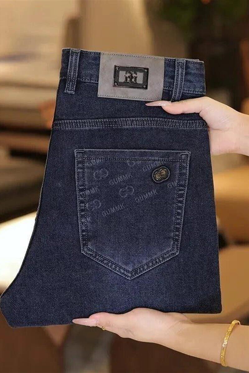 LHMN轻奢男装秋季l牛仔裤商务休闲宽松直筒弹K力百搭爸爸.装黑色