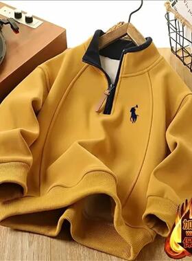 贝尔维思匠选2025新款男童加绒卫衣冬季帅气立领加厚保暖上衣