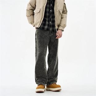 拜伦轻奢馆秋冬男士美式宽松个性粗条纹百搭休闲水洗灯芯绒牛仔裤
