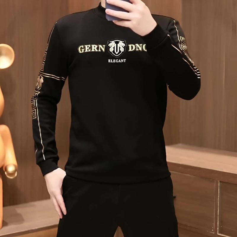 爱拼轻奢男装秋季刺绣男士长袖时尚休闲潮流修P身宽松潮流设计感