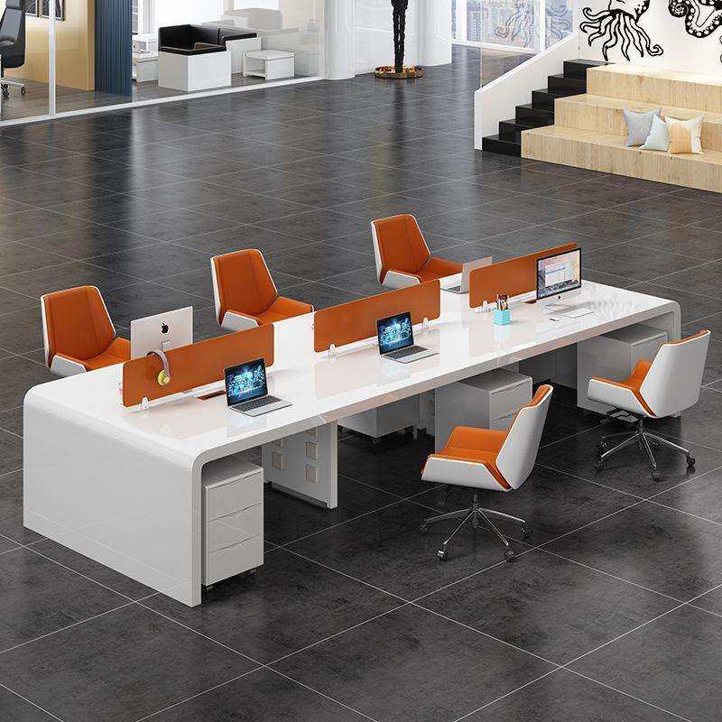 烤漆职员办公桌员工电脑桌4/6人位工位卡座简约现代办公桌椅新品