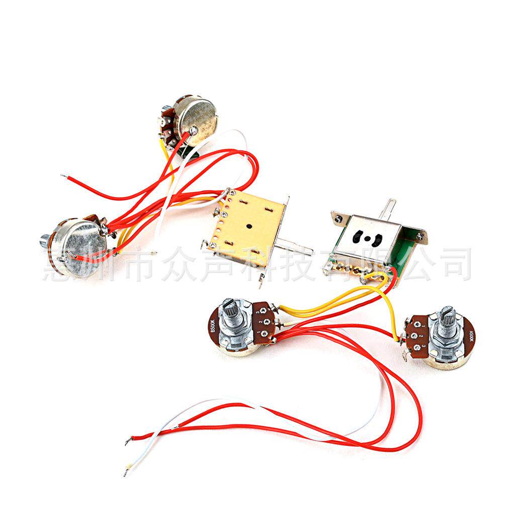 三段开关+大电位器A500K+B500K)吉他线路