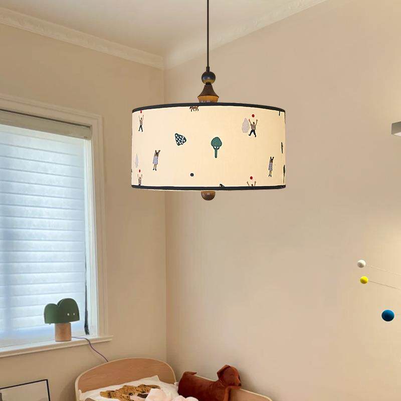 法式中古风卧室床头吊灯复古美式餐厅书房灯布艺灯创意儿童房吊灯