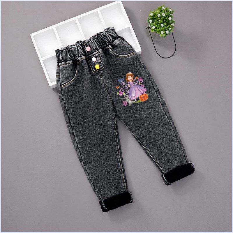童装女童加绒牛仔裤秋冬一体y绒高腰保暖裤子女孩宝宝冬装儿童棉