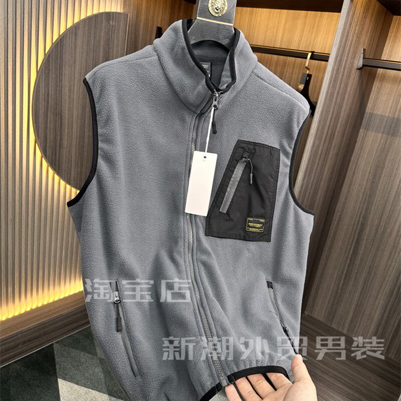 高品颜值款~双面摇粒绒!功能性强~F秋冬男士立领马甲保暖夹克外套