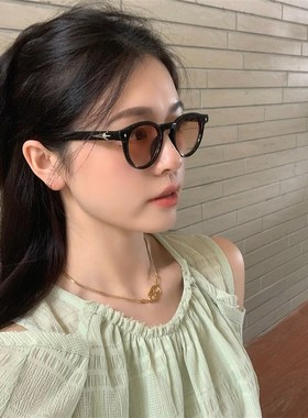 丁走走韩国可爱小圆框防晒墨镜女新款夏季防M紫外线太阳眼镜百搭