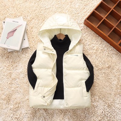 秋冬儿童羽绒棉马甲女童连帽加厚背心男童棉N服宝宝坎肩中大童外