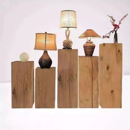 原木根雕实木木墩子展示地台底座方形立柱服装展S示架产品陈列展