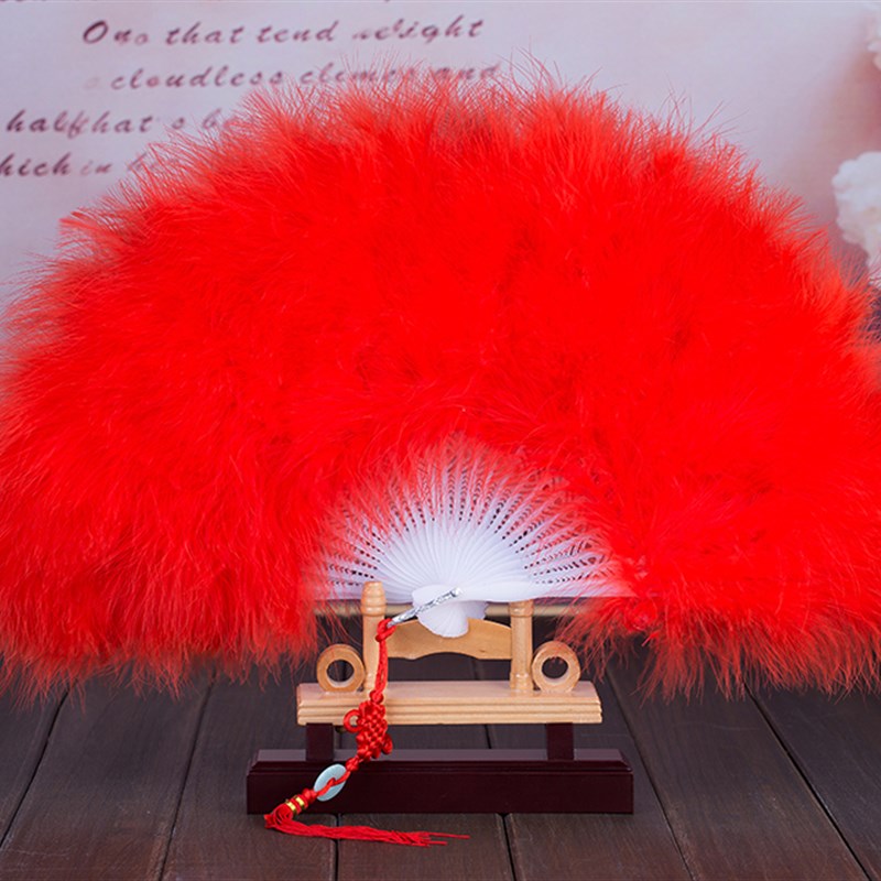 古风折扇羽毛扇子古典旗袍走秀广场舞H蹈中国风毛毛扇子网红仙气