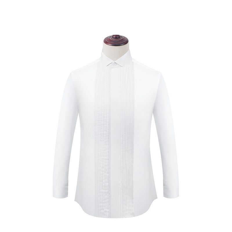 礼服衬衫男长袖结婚婚o礼伴郎服套装白寸衫燕子领男士新郎领结衬