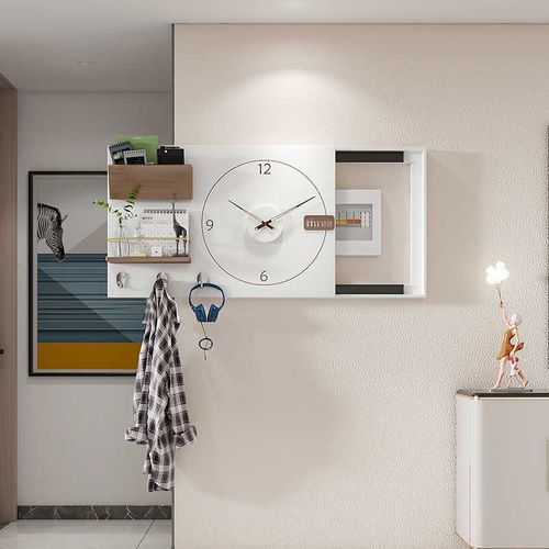 2025新款实木电表箱装饰画钟表配电箱挂钟遮挡时钟弱电盒带钟