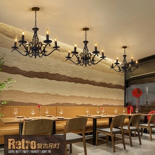 美式 店铺蜡烛灯 复古吊灯工业风餐厅灯铁艺咖啡店怀旧灯具创意个性