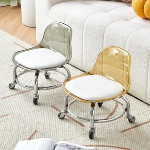 万向轮矮凳静音透明椅子客厅美缝凳学步板凳家用儿童带滑轮小凳子
