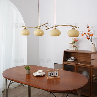 奶油风复古柿子餐厅吊灯侘寂中古vintage吧台岛台玻璃灯具