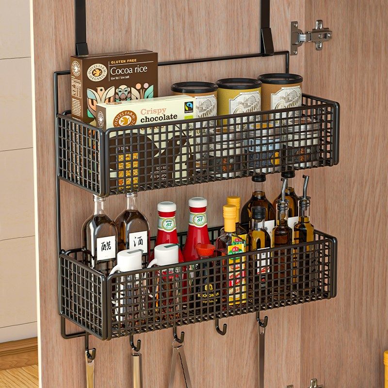 橱柜门收纳置物架壁挂式厨房姜蒜调料盒挂篮菜篮用品家用大全神器