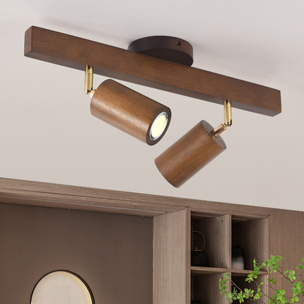 实木led明装射灯商铺服装店家用背景墙吸顶式轨道灯聚光店铺商用