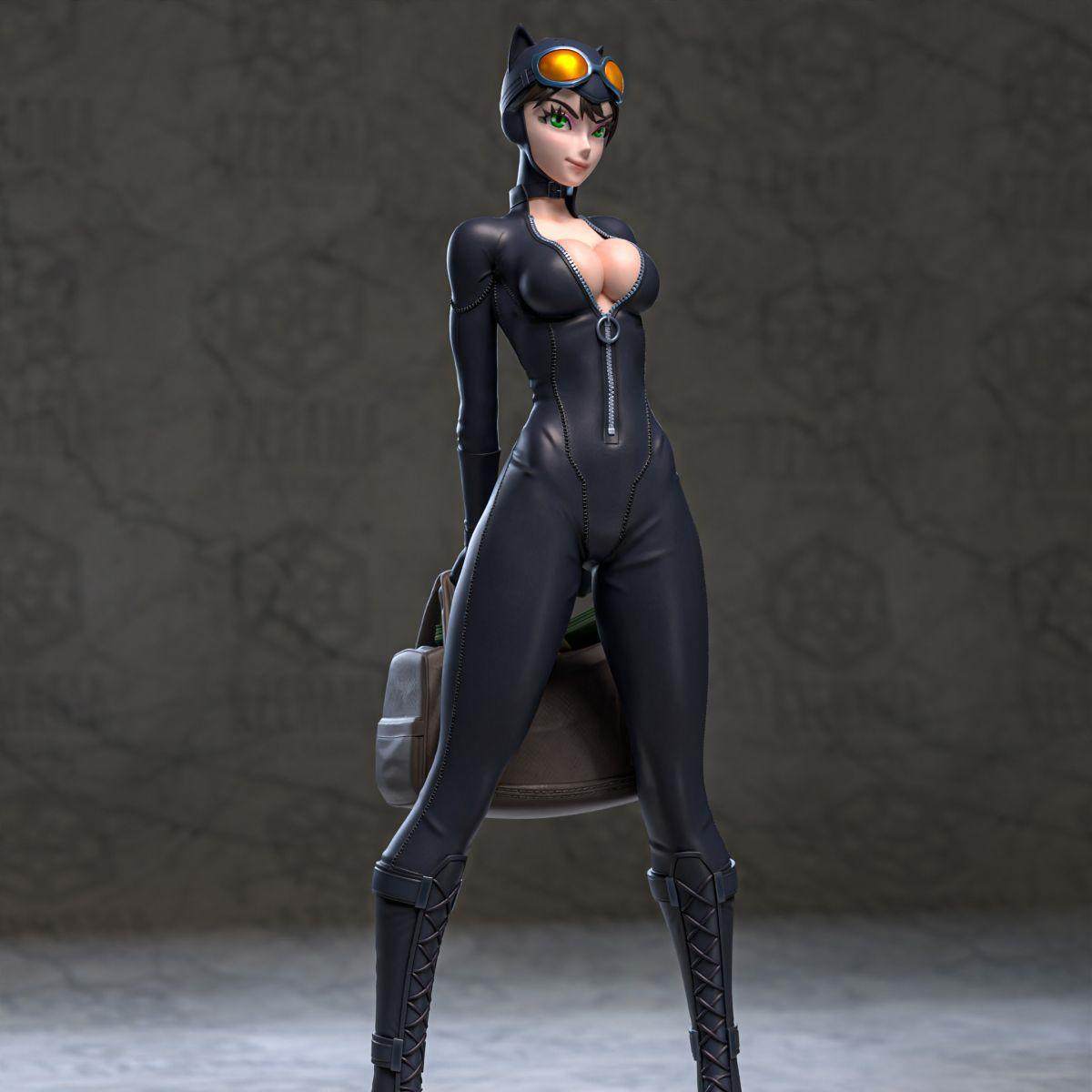 独家gk白模DC漫画 猫女3d打印模型白模上色练习高颜值