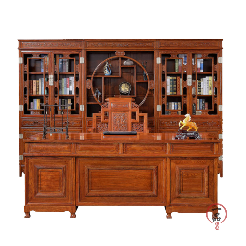 热销红木办公桌刺猬紫檀书桌花梨木素面办公台实木电脑桌写字台大