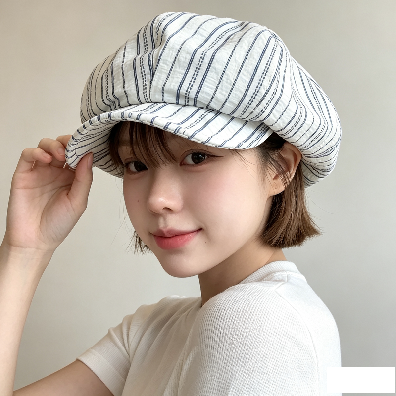 秋季贝雷帽女不规则褶皱大头围八帽子