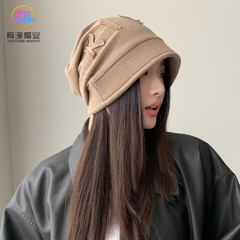 韩版ins复古小众感包头帽堆堆帽女立体字母保暖百搭时髦个性