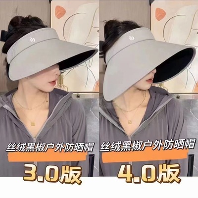 户外空顶防晒冬季遮阳紫外线太阳帽遮脸显脸空顶镂空侧面加长
