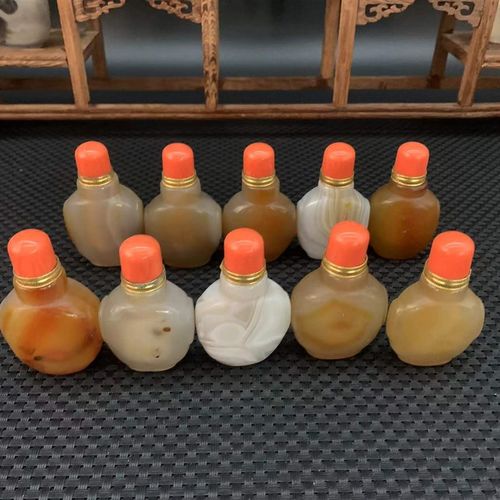 天然玛瑙鼻烟壶蒙古特色民间手工艺礼品把玩摆件蒙古祝寿回礼专用