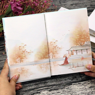 古风彩页手账本笔记本复古中国风诗词摘抄本杭州文创风景区日记本
