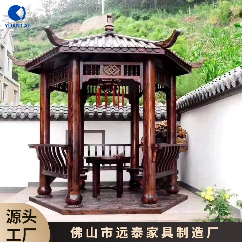 新款户外防腐木仿古凉亭长廊