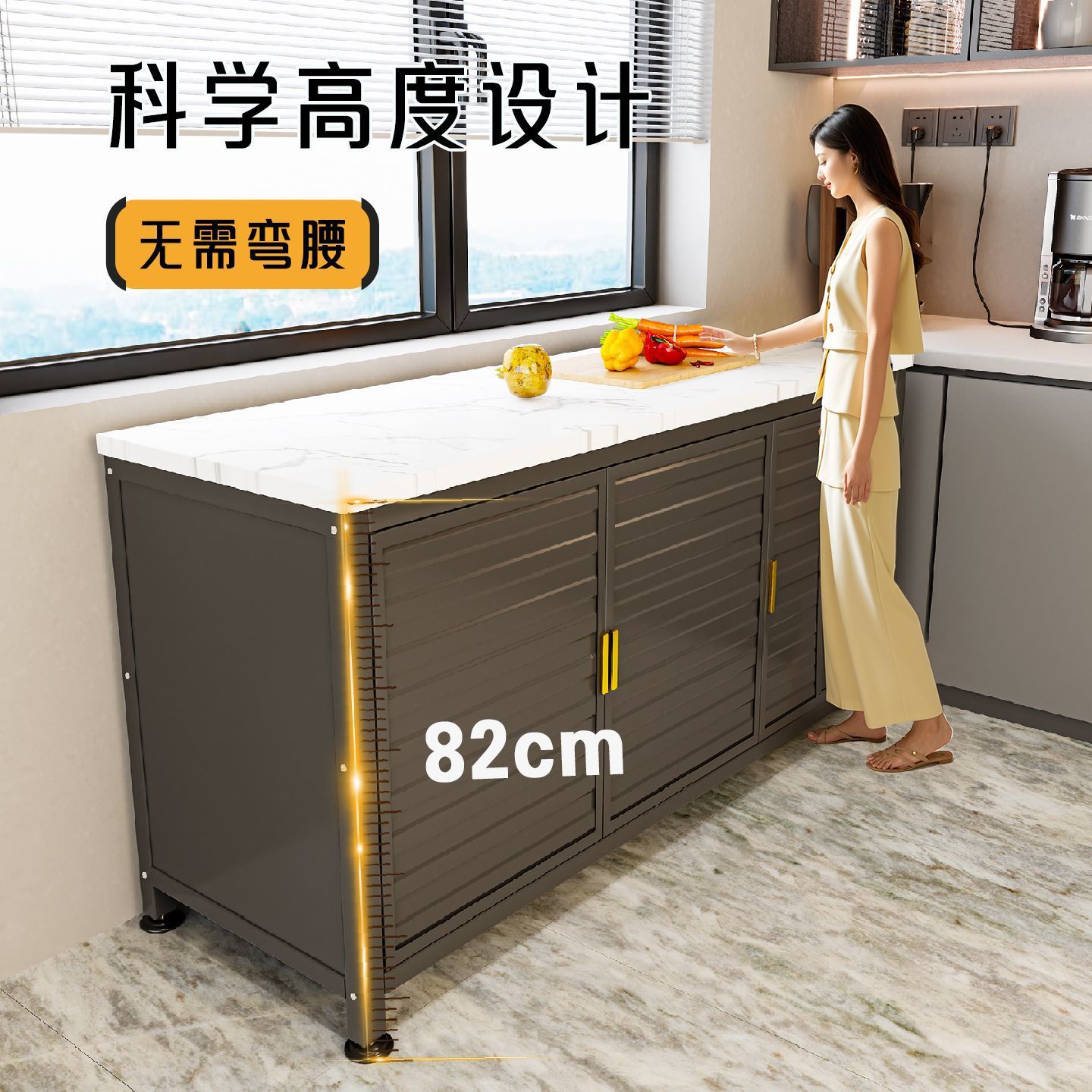 加厚岩板厨房落地微波炉烤箱架
