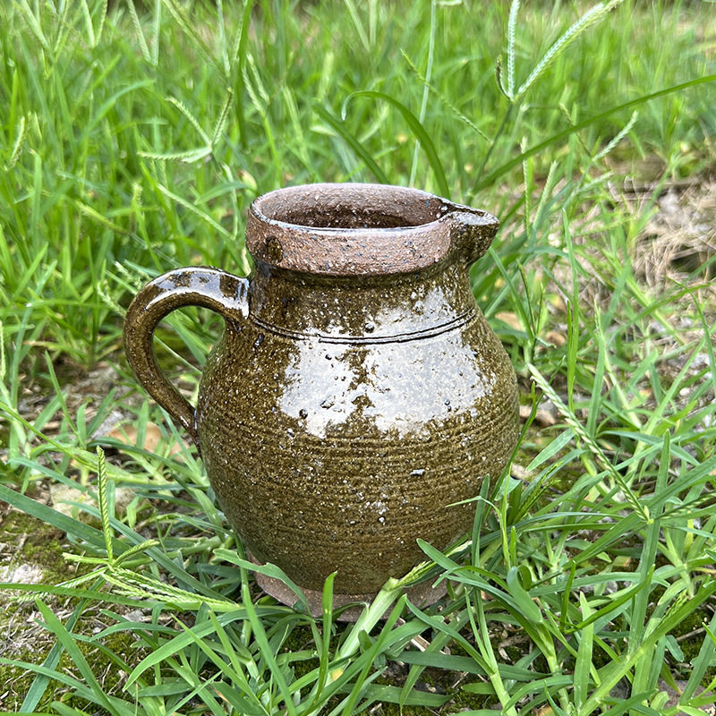 土陶老式复古柴烧青釉茶罐耳罐粗陶煮茶罐可上火茶壶油壶插花
