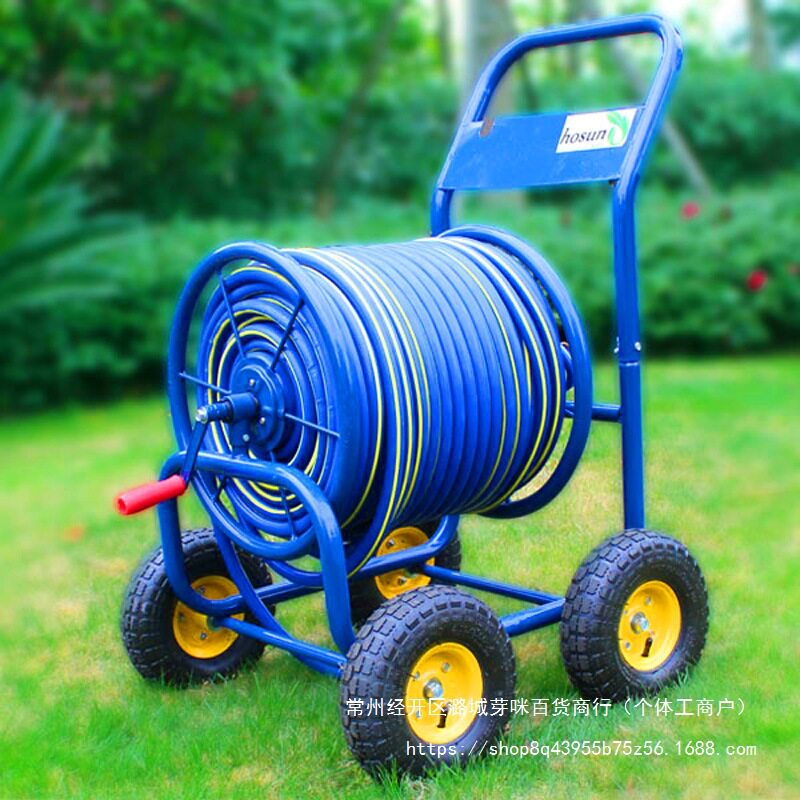 可绕50-200米金属大型手推轮式水管收纳车架水管车洗车浇花园