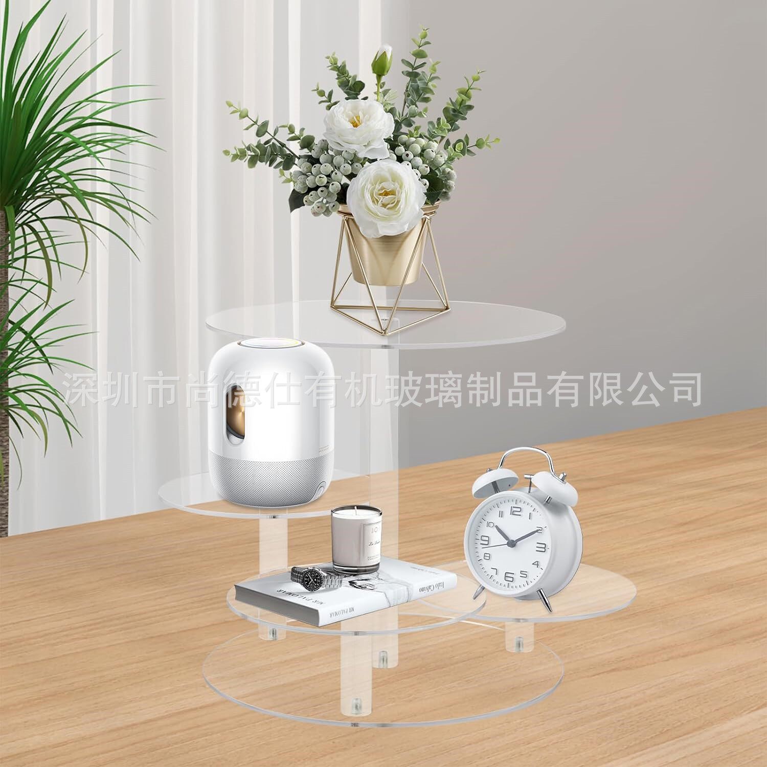 新品热销亚克力纸杯蛋糕塔架4 层透明甜品架带分层托盘装圆形展示