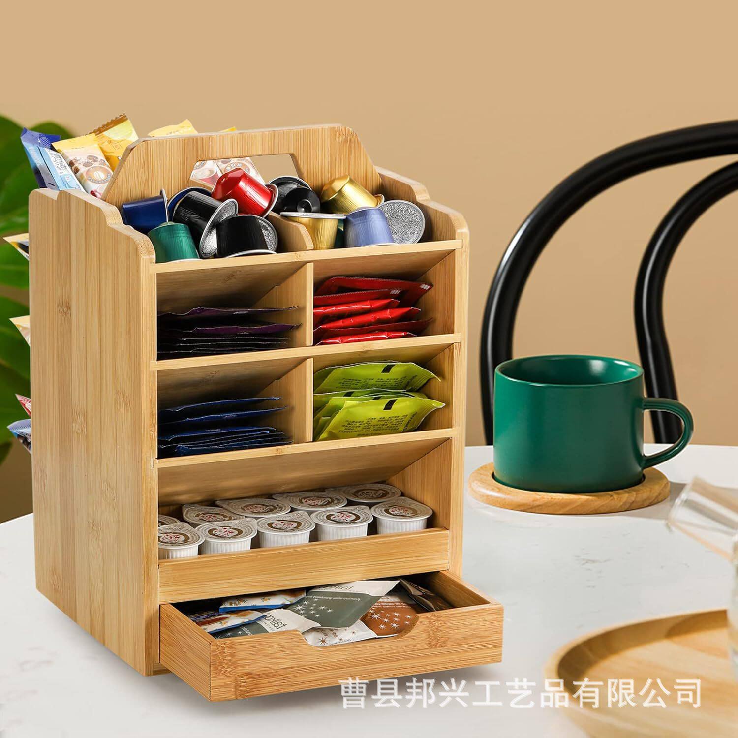 竹木水彩笔收纳架多格置物架可旋转文具整理架木质笔筒收纳盒
