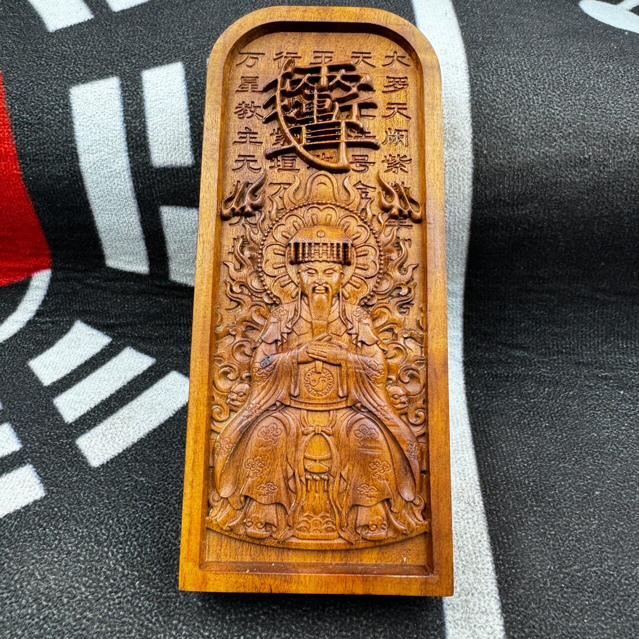 天然枣木紫薇大帝令牌双面精雕中天北极紫微大帝令紫微像令牌