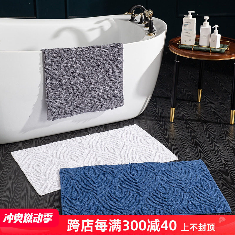 印度进口地巾酒店纯棉浴室吸水地垫家用卫生间踩脚毛巾防滑脚垫子