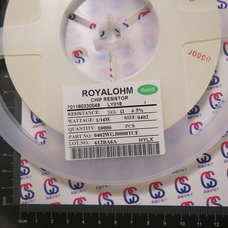0402贴片电阻 5K6 5.6K 1/16W 精度±5% 10000只=35元 台湾厚声