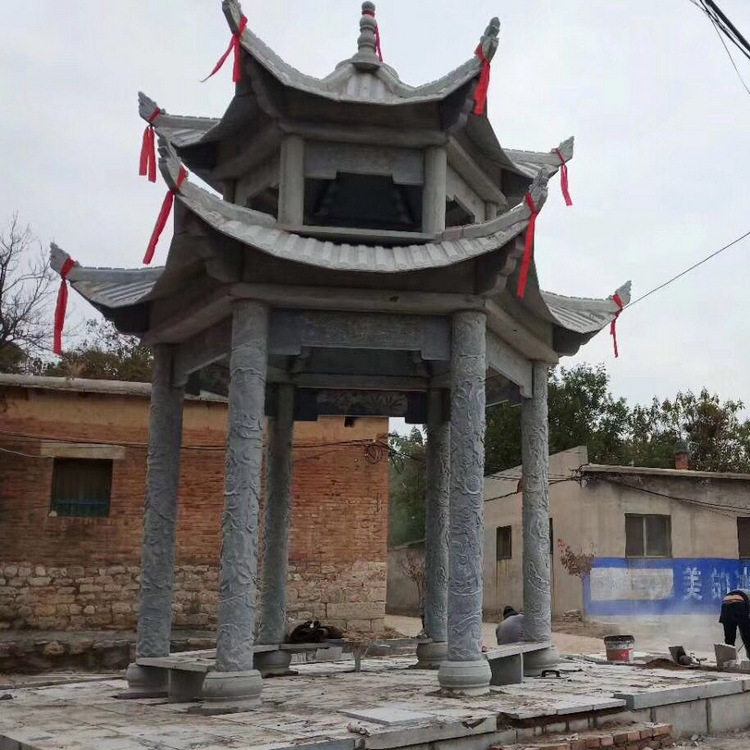 定制仿古长廊式石亭子