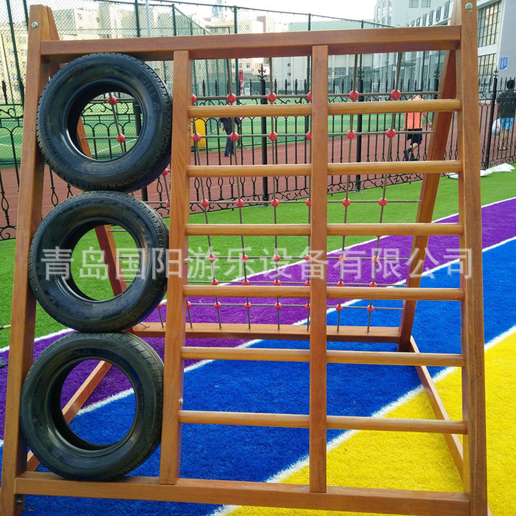 青岛幼儿园大型户外攀爬架 儿童体能训练攀爬网木质拓展器材