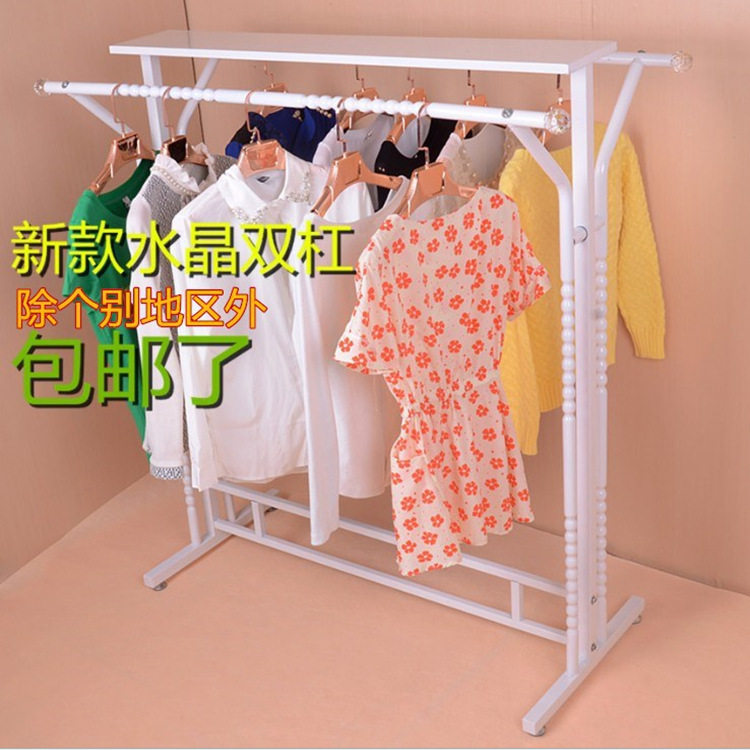 玫瑰金镜面中岛架服装店衣架展示架双杠货架落地衣服架多省包邮