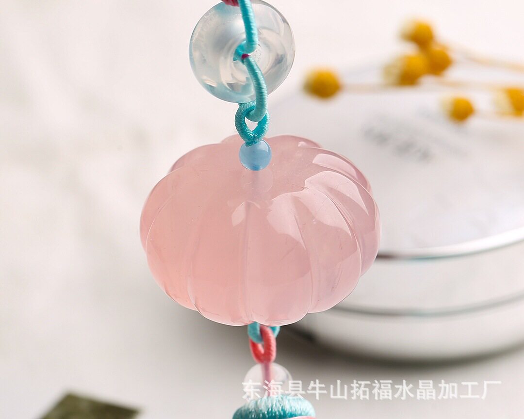 工厂批发天然粉晶南瓜珠车挂档位挂车饰搭配饰海蓝宝白水晶路路通