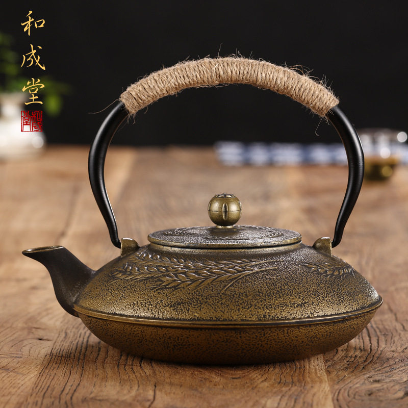 麦穗铁壶 1.2L日本铁壶 南部铁器 煮水壶无涂层铸铁壶砂铁