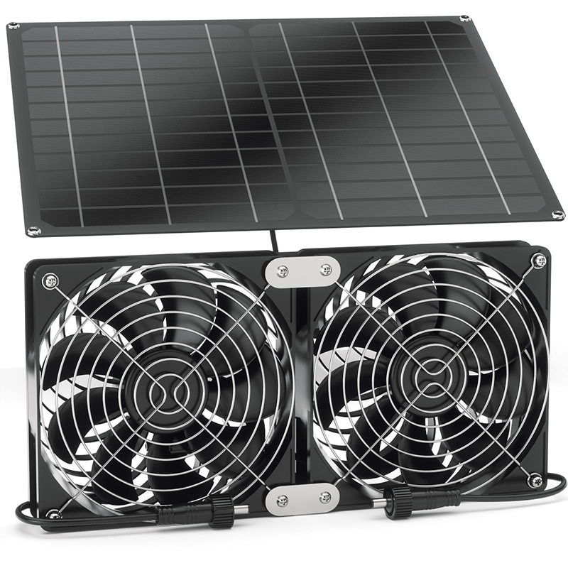 单晶15W12V太阳能板换气扇太阳能光伏风扇用于室外温室棚鸡舍宠物