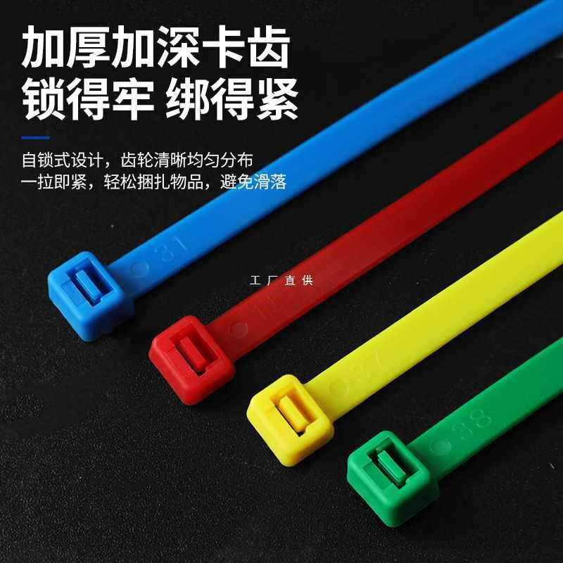 ?彩色扎带按公斤批发 尼龙塑料卡扣扎线带扎丝固定座一拉得拉紧
