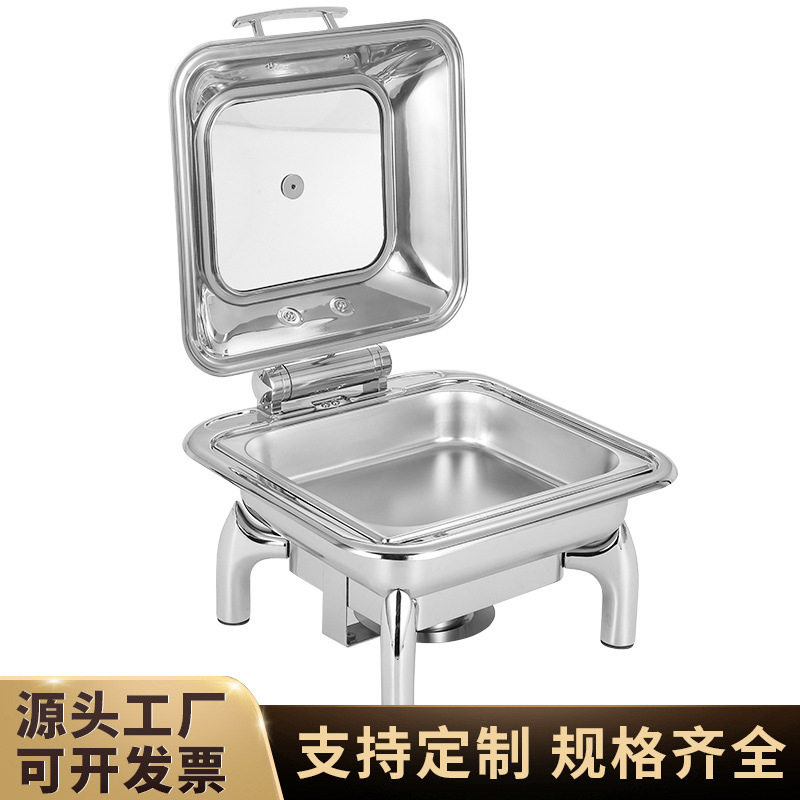 不锈钢液压自助餐炉 可视翻盖餐厅保温炉 酒店餐具商用加厚布菲炉
