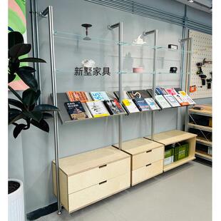 壁挂架简约海洋板铝合金置物架简约书报架陈列架展示架带抽屉柜子