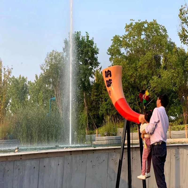 网红呐喊喷泉号角游乐设备景区网红声控高音喷泉牛角呐喊